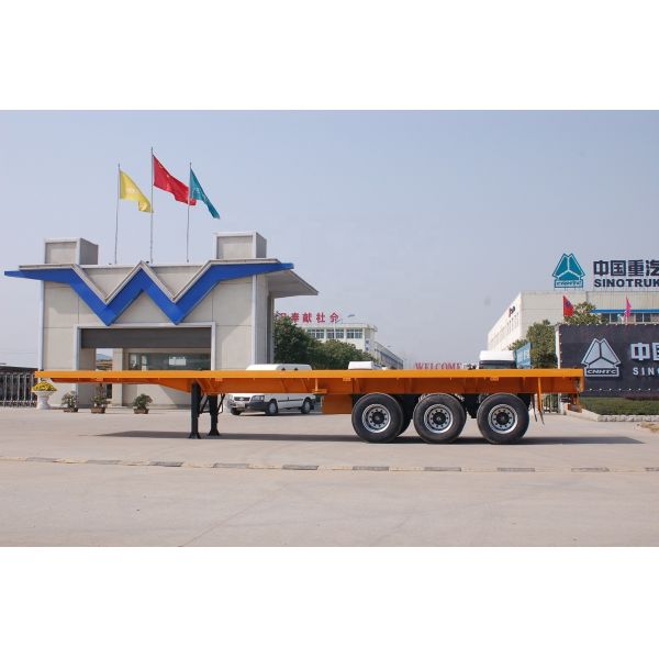 Factory price new flatbed gooseneck container chassis 3 Axles 40 feet 20ft 40ft Shipping Container Flat Bed Flatbed Semi Trailer