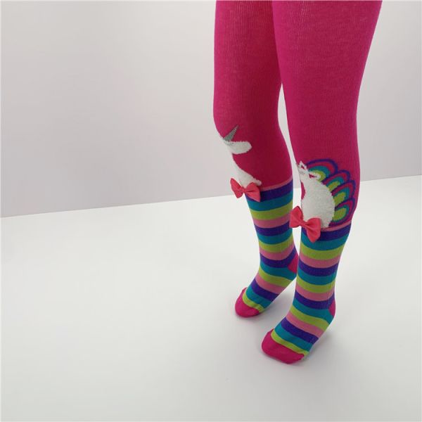 Printed Pattern Baby Tights 70%Combed Cotton 28%Polyester 2%Spandex Girls Fleece Tights