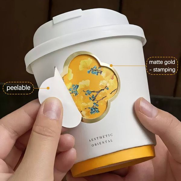 Chinese Style Rotating Hollowed-out Matte Gold Foil Stamping Double Wall Paper Coffee Cups