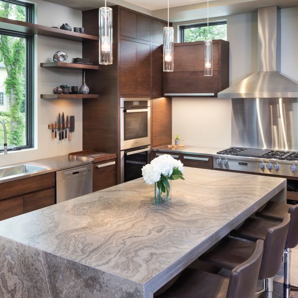 Wooden Modular Modern Island Kitchen Cabinet U Shaped Veneer Kitchen Cupboard