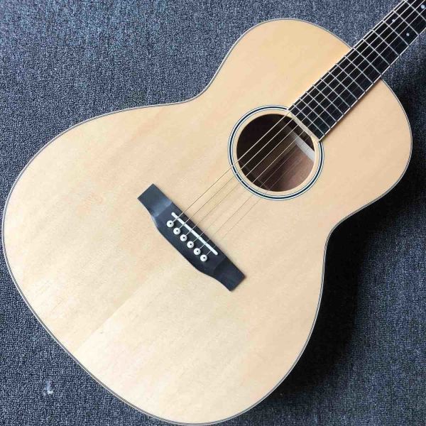 Custom A All Solid Wood Abalone Inlay Mahogany Back Side Acoustic Guitar Customize Logo is Available Free Shipping