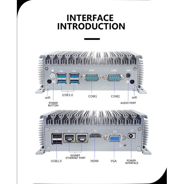 Pocket Desktop Mini Computer Celeron J4125 I5-4200U 4core DDR4 Dual LAN HD VGA 6RS232