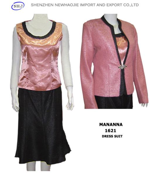 Long sleeves bright pink women elegant skirt suits
