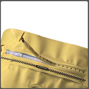 Golden High Barrier Aluminumed Foil Flat Bottom Standing Coffee Beans Storage Bags, Reusable Sealable Side Zipper