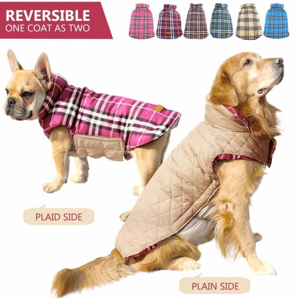  				Dog Jackets for Winter Windproof Waterproof Reversible Dog Coat for Cold Weather 	        