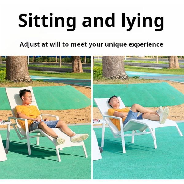 Foldable Aluminium Chaise Lounge Chair for Outdoor Villa Beach Terrace Pool and Garden