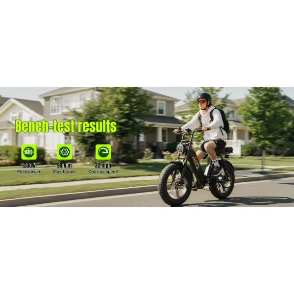 TST R7 Steel Frame Electric Bike for Teen&Adult 1500W Brushless Rear Hub Motor MTB Long Range Fat Tire Ebike Electric Dirt Bike