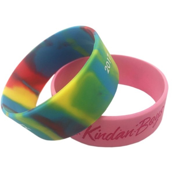 Widen custom Silicone bracelet for boys girls logo Wristband Recessed Rubber strap words color size