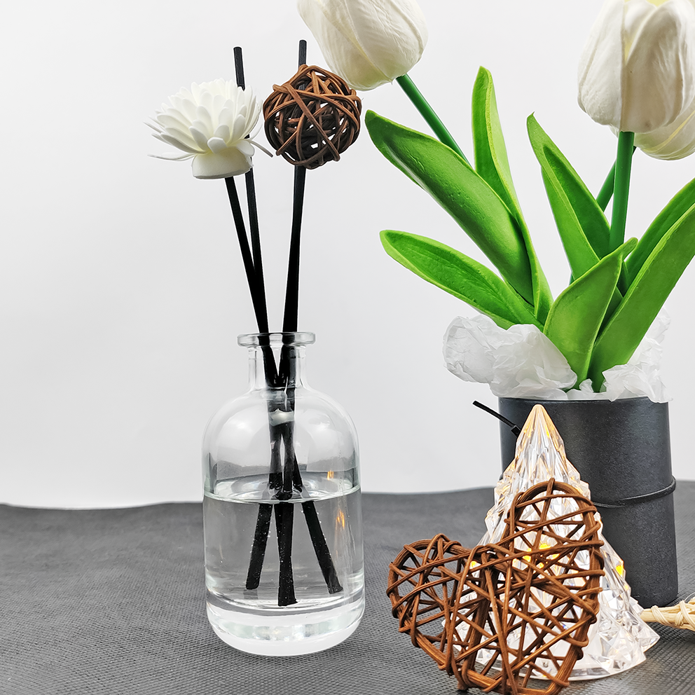 Garrafa de difusão de cana vazia de vidro transparente 200ml 300ml Aromaterapia perfumada Elegante clássico