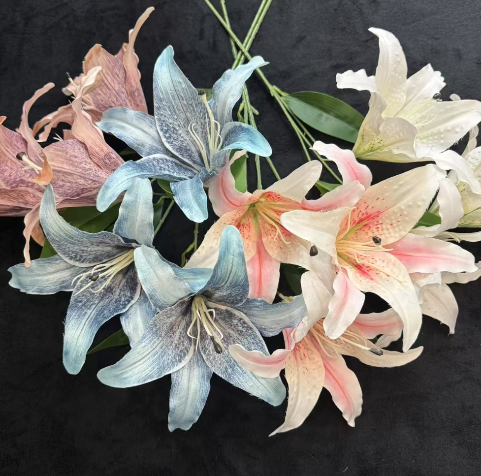 Flor de lirio en el hogar boda flor artificial decoración de la sala de estar fotografía de la casa arreglos de flores de accesorios