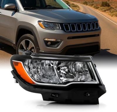 Faros delanteros estilo OE halógenos para Jeep Compass 2017-2022 - Lado del pasajero, carcasa negra, reemplazo