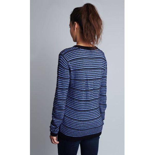 WOMEN'S 37% VISCOSE/ 33%NYLON/ 25%LAMBSWOOL/ 5%CASHMERE FLOATING JACQUARD KNITTED SWEATER