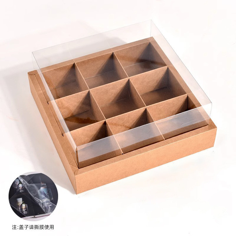 Picnic Box 25cm*25cm with Lid Kraft Paper Disposable Mousse Cup Packaging Eco-friendly