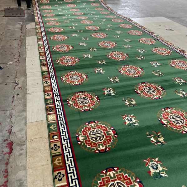 OEM ODM Customized Patterns 4*25 Roll Axminster Mosque Prayer Carpet for Muslim Mosque
