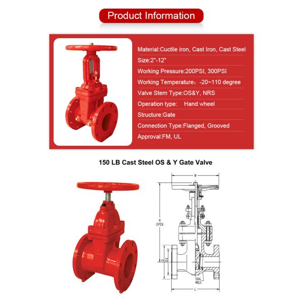 F4 Flange Fire Fighting Valves 4 Inch 1.5 Inch Ductile Iron Gate