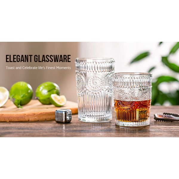 Солнцезащитный рельефный старинный стеклянный бокал с ребрами