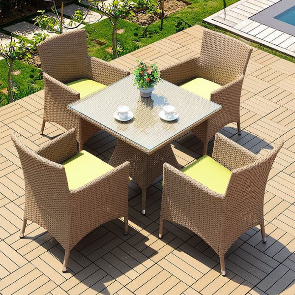 Outdoor Dining Set with Wooden Children Drawing Table and Chair Function Bar Room Restaurant Furniture Rattan/Wicker