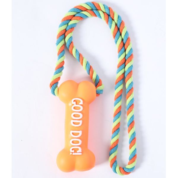 Любимец прорезывания зубов косточки природного каучука жует игрушки с веревочкой белья хлопка
