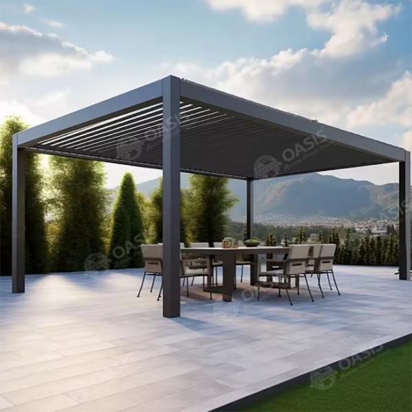 12 By 20 Garden  Aluminium Gazebo Motorized  Aluminum  Pergola For Mansions