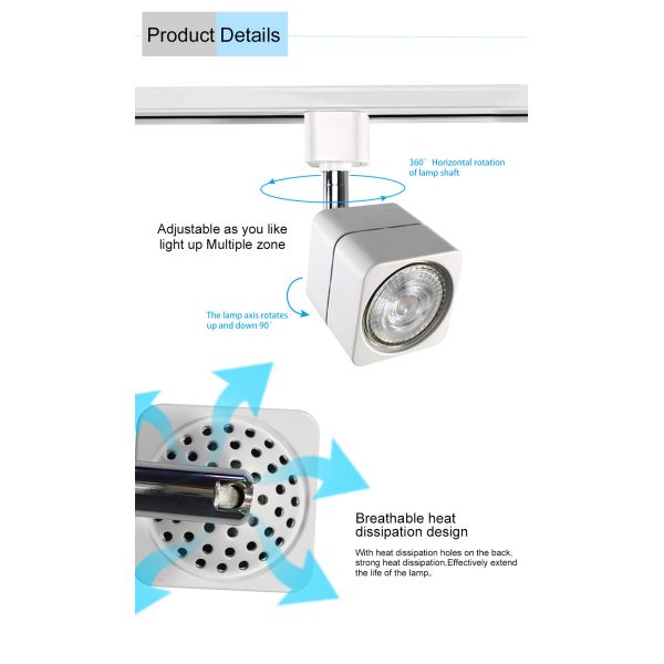 Commercial Black White Track Light Home Clothing Store 6W 10w Square Spotlight