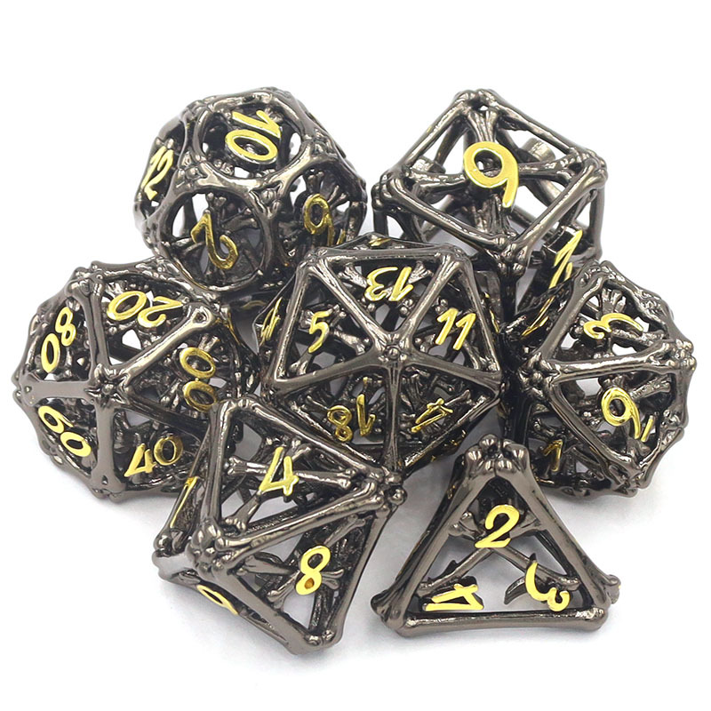 Wholesale Custom Brass Hollow Dice Set for D&D RPG MTG with Custom Logo in 16mm-20mm Sizes