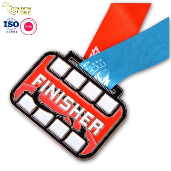 2D Metal Sports Medal Football Badminton Basketball Karate Zinc Alloy With Ribbon
