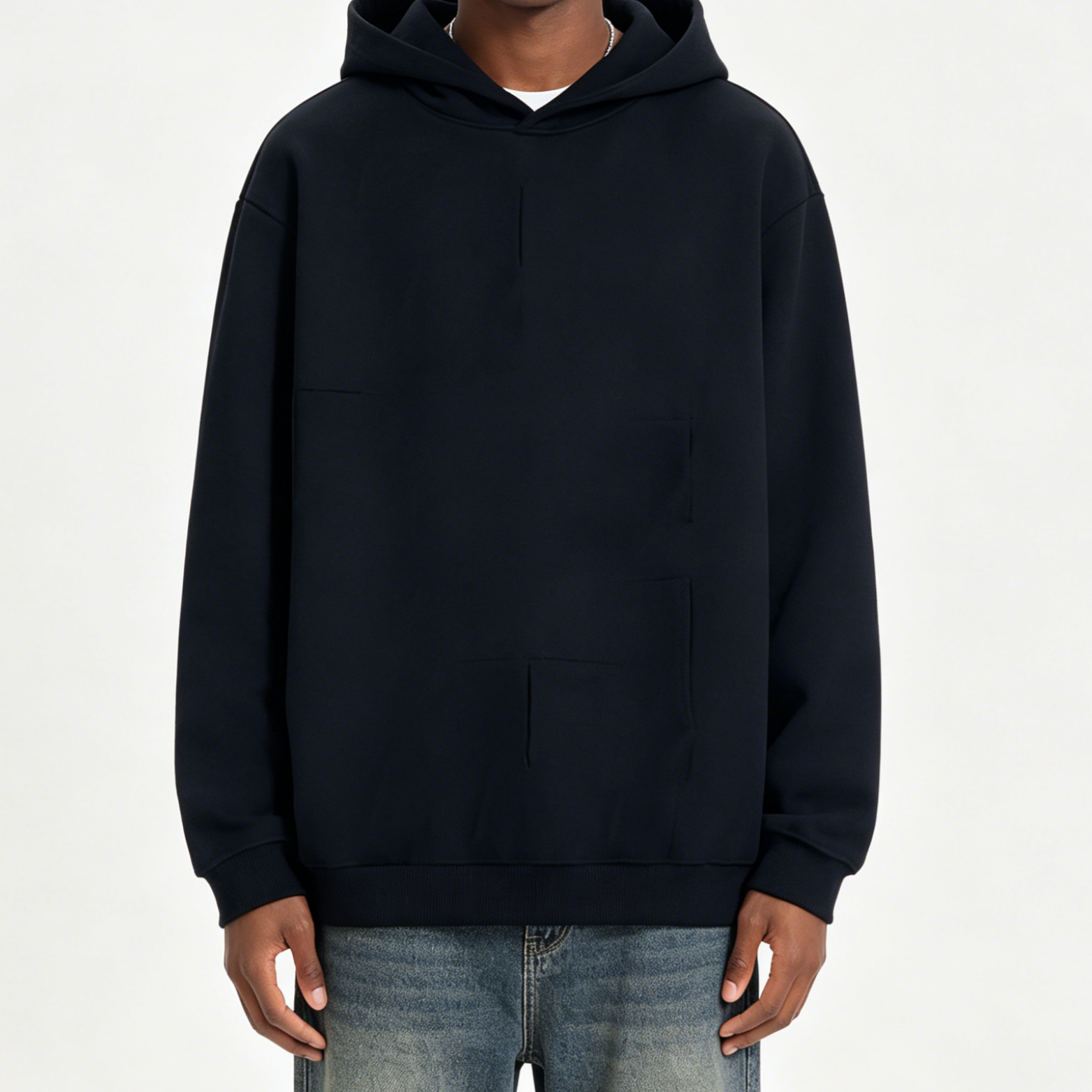 Raw Edge Acid Wash Black Hoodie French Terry Cotton Zip Up Hoodie Vintage Oversized