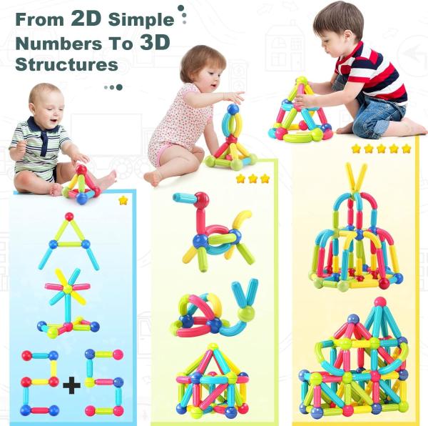 100PCS Magnetic Balls And Rods Set STEM Toys For Kids Toddlers