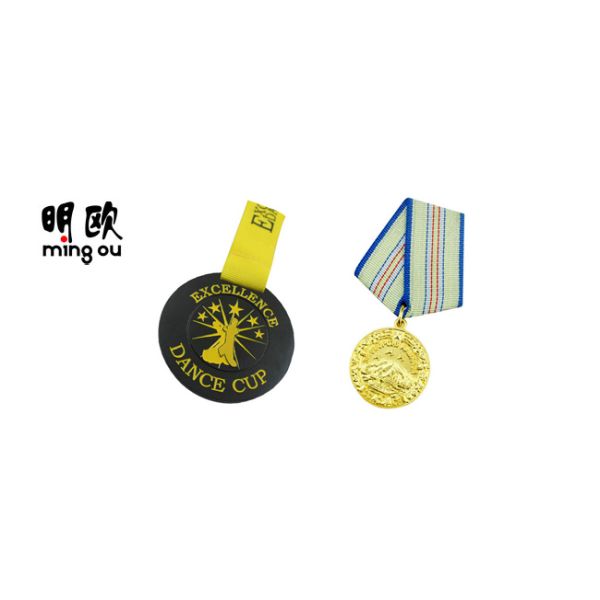 Dance Cup Personalized Custom Award Medals Black Finishing Yellow Ribbon