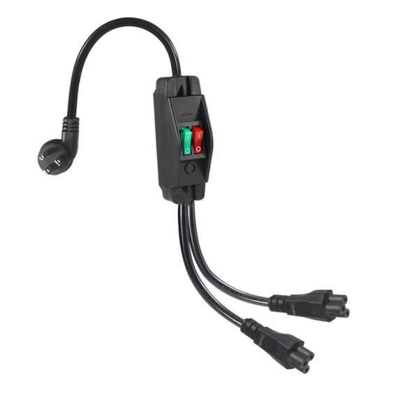 NEMA 5-15P à double IEC C5 Power Splitter avec commutateur pour électronique de bureau 125V 10A