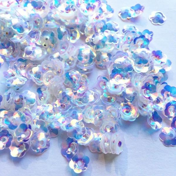 Flower Style Aurora Color Plum Sequins Loose 8mm Transparent 12mm PET Accessories for Sewing Shoes 365 Colors Included
