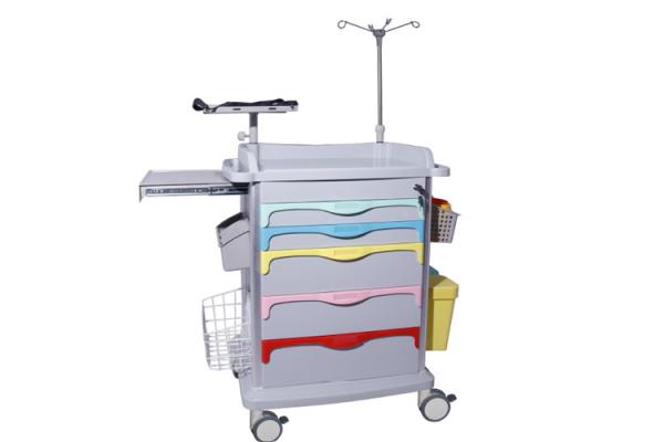 Luxury Patent Medical Trolley ABS Plastic Cart Hospital Emergency Functional Trolley  (ALS-ET001)
