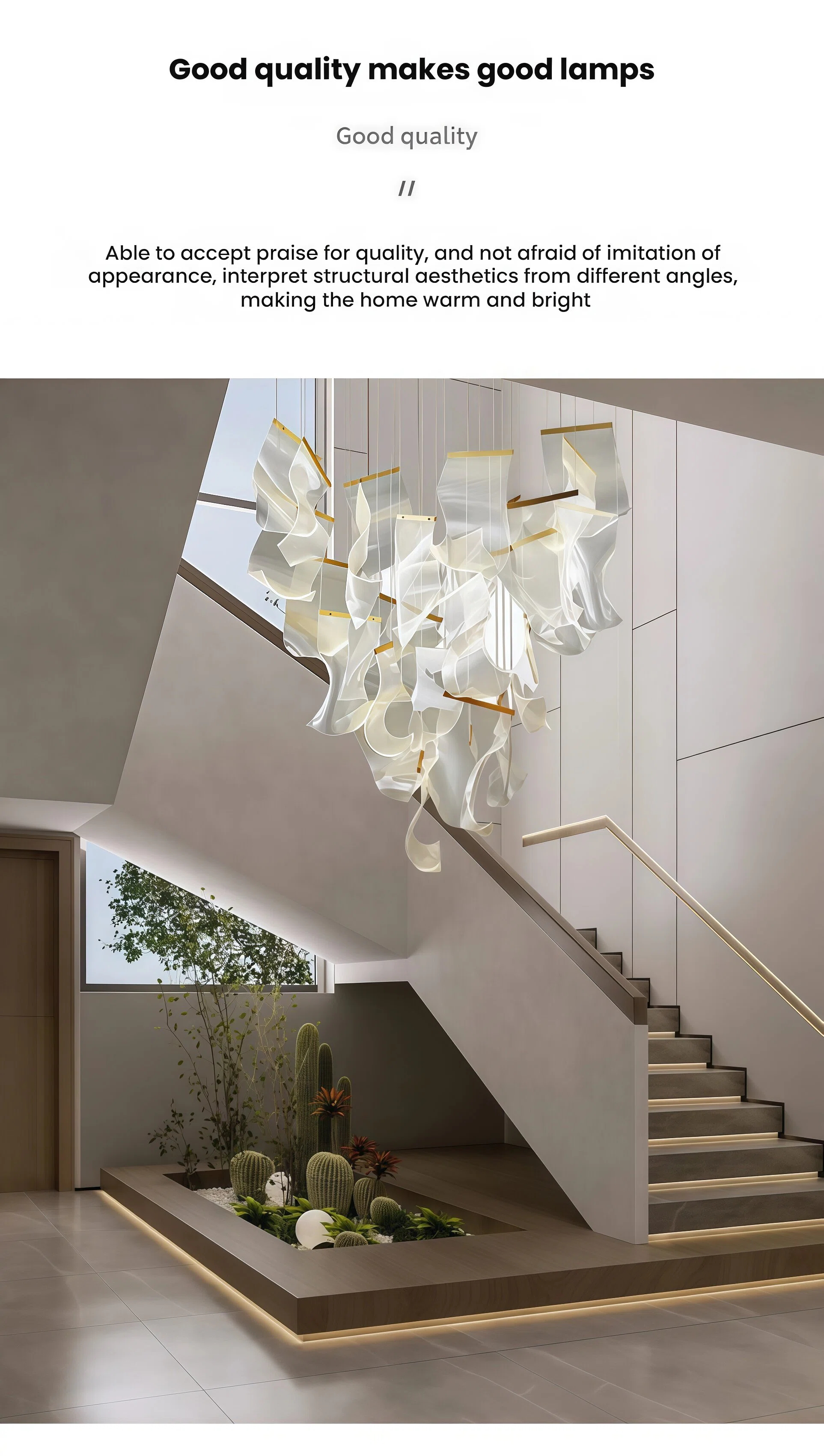 JYLIGHTING Artistic Curved Ribbon Acrylic Chandelier, Custom Decorative Hanging Lamp for Villa Foyer and Commercial Interior Space