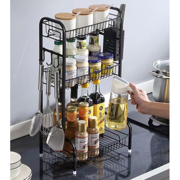 Stainless Steel Condiment Storage Rack , 3 Tiers Countertop Spice Shelf ODM