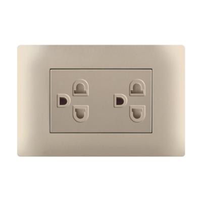 White / Gold Twin Switched Socket  , 2 Gang 3 Pin Wall Socket Easy Installation