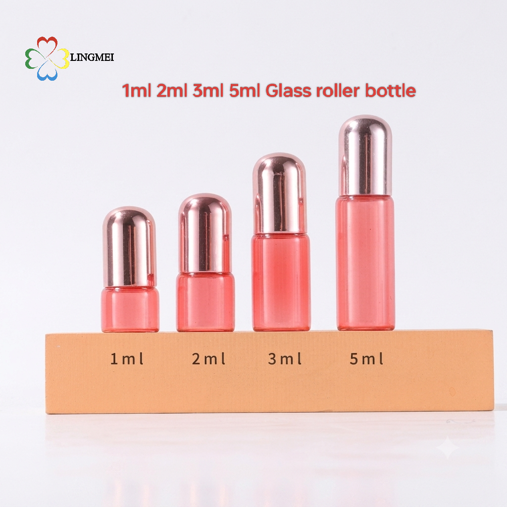 Premium UV Electroplated Rose Gold Glass Roller Bottles | 1ml 2ml 3ml 5ml Mini Essential Oil & Perfume Vial for Travel