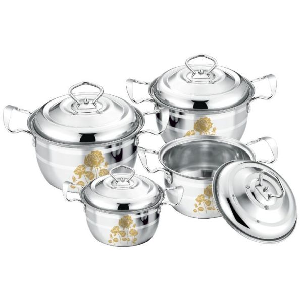 2015 hot products stainless steel cookware set &6 pcs and 8pcs classical pot +flower