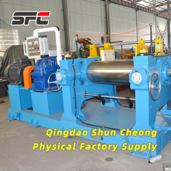 PLC Controlled Customizable Two Roll Mixer Hard Gear Reducer With Bearing Open Mill For Rubber Mixing