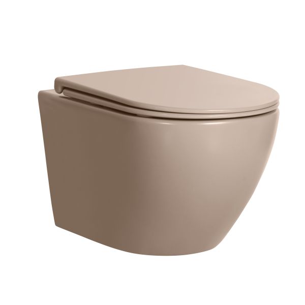Modern New Mink Color Ceramic Rimless Washdown P Trap Wall Hung Toilet