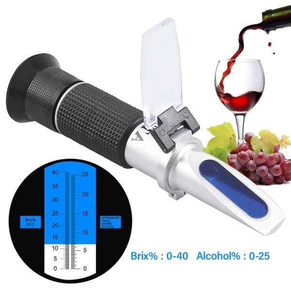 Hand-held Brix Refractometer with 0-40% Brix Range and Automatic Temperature Compensation for Wine Wort and Sugar Testing