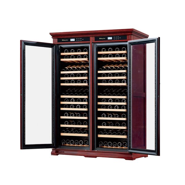 Digital Control Panel Dual Zone Wood Wine Cooler For Villas Hotels