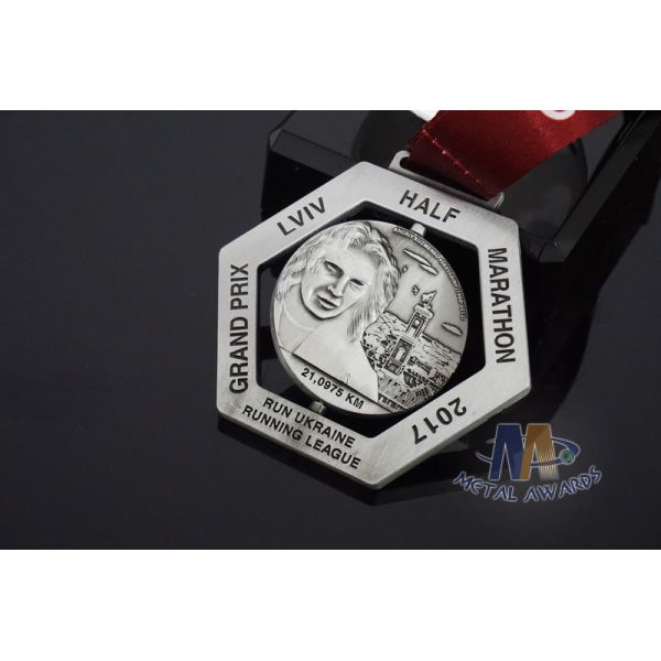 Spinning Sports Running Award Medallions , 5k 10k Marathon Custom Race Medals