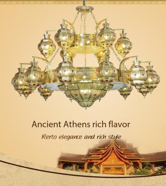 Glass Shade LED Black Copper Chandelier With Switch Control Laser Engraving Logo