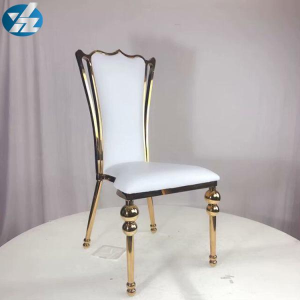 Ouro de aço inoxidável da cadeira real preta branca do banquete do casamento da cadeira da coroa em volta dos pés da cadeira