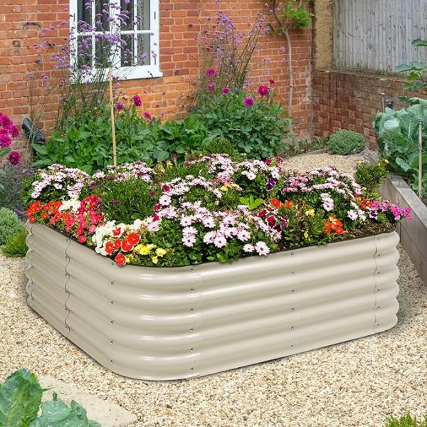 4.9×4.9×1.4 Ft Metal Raised Bed Galvanized Planters For Gardening