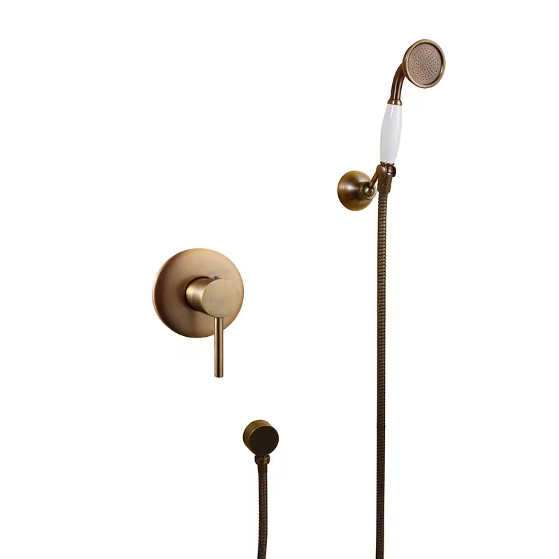 Modern Design Style Bathroom Shower Set Antique Brass Wall Mount Shower Faucet Combo Trim Kit