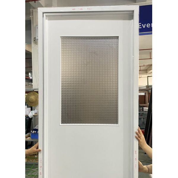 French-Inspired Aluminum Alloy Bathroom Door with 6063-T5 Frame and 8mm Tempered Glass – Moisture Resistant White Swing Door