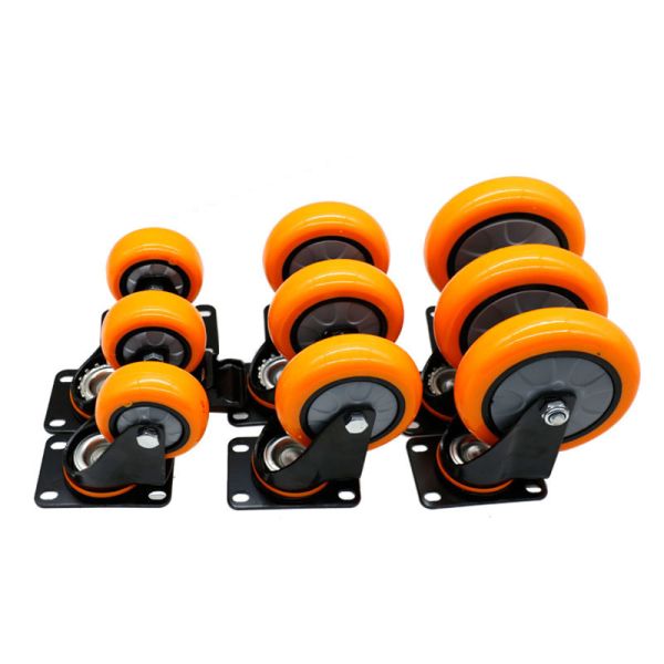 Промышленное оборудование 3-дюймовое оранжевое колесо с тормозом и блокировкой тормоза