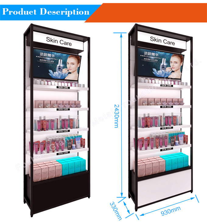 Порошок дисплея магазина макияжа металла W930*D330*H2430mm покрытый со шкафом