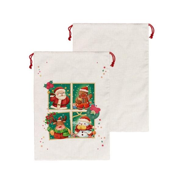 DIY Custom Blank Linen Christmas Drawstring Bags For Sublimation Printing